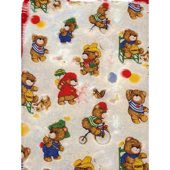 Vintage Cranston Fabric Honey Bear Teddy Bear Baby Blanket - Picture 2 of 7